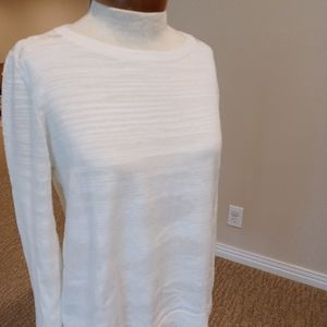 Cabi slub knit, crew neck, long sleeve sweater w/lace back.  Ivory color.  SM.